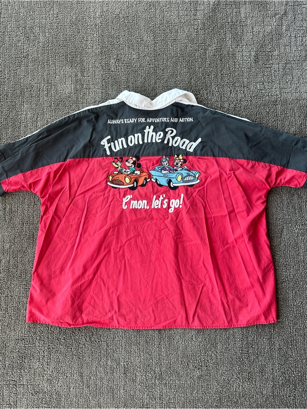 Disney Mickey Minnie Fun on the Road Embroidered Button Down Shirt OS